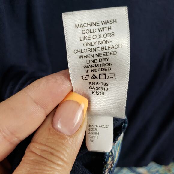 Maurices Women's 3X Paisley Mandala Short Sleeve Blouse Blue Black Green Boho‎ - Picture 8 of 8